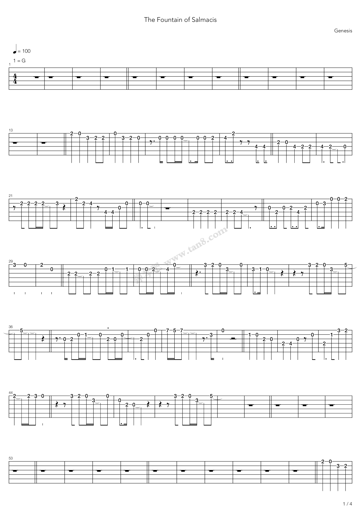 《The Fountain Of Salmacis》吉他谱-C大调音乐网