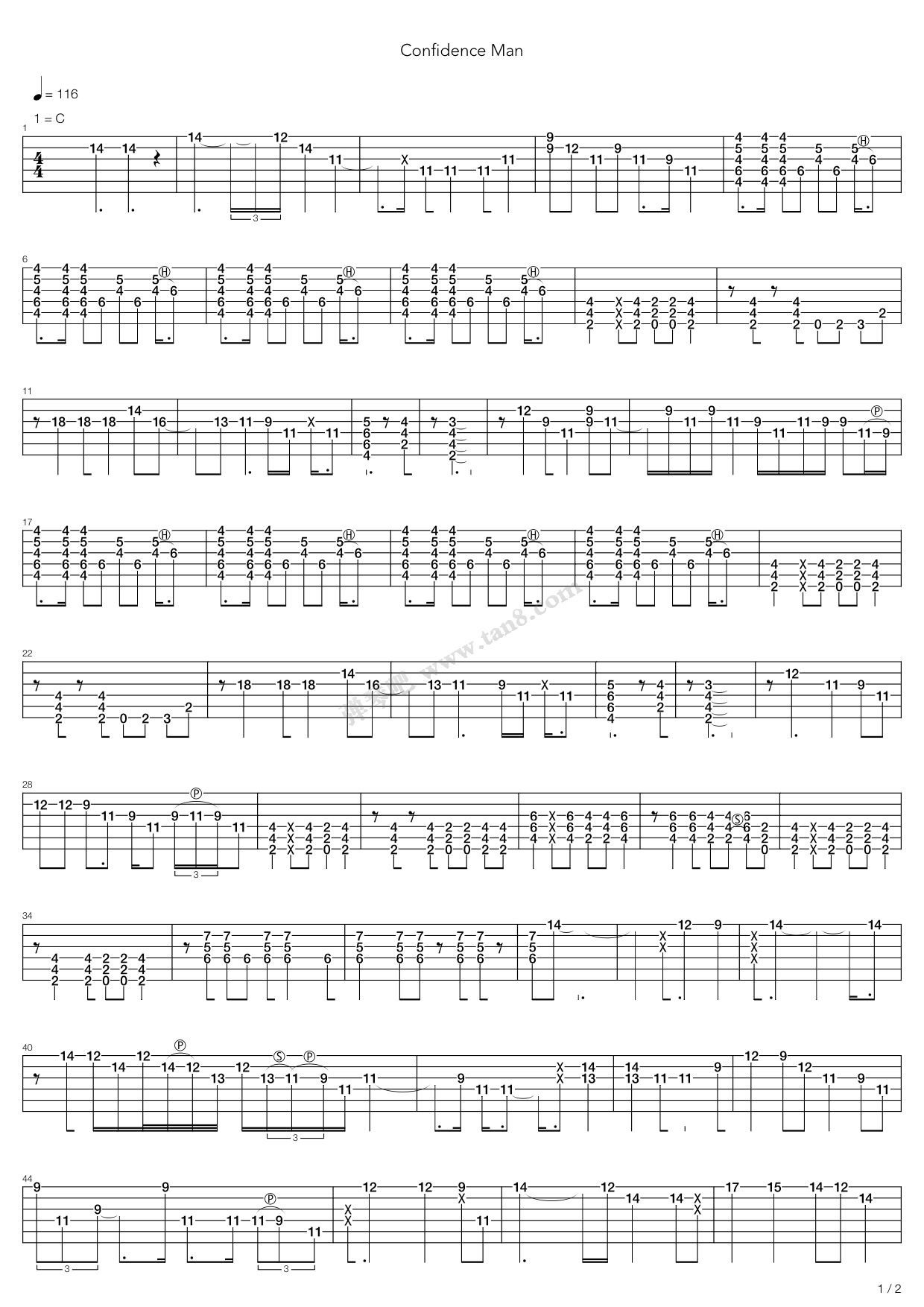 《Confidence Man》吉他谱-C大调音乐网
