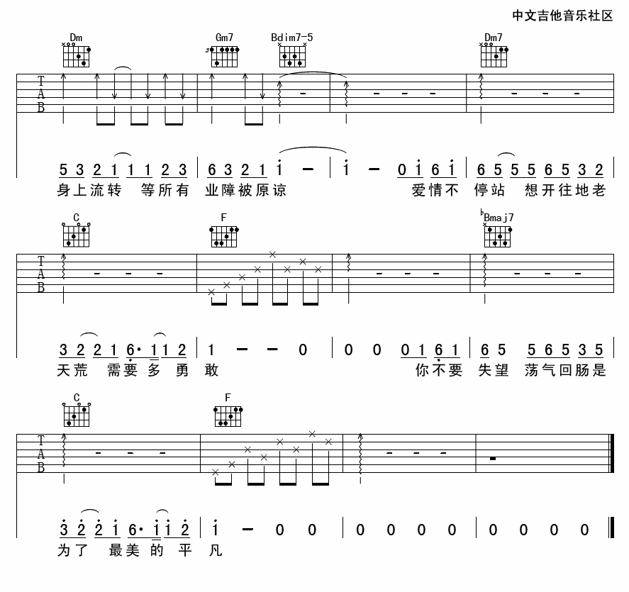 陈奕迅 爱情转移吉他谱【高清版】-C大调音乐网