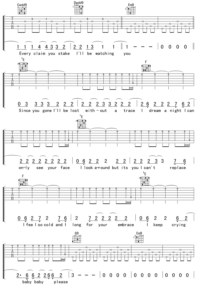 《EveryBreathYouTake》吉他谱-C大调音乐网