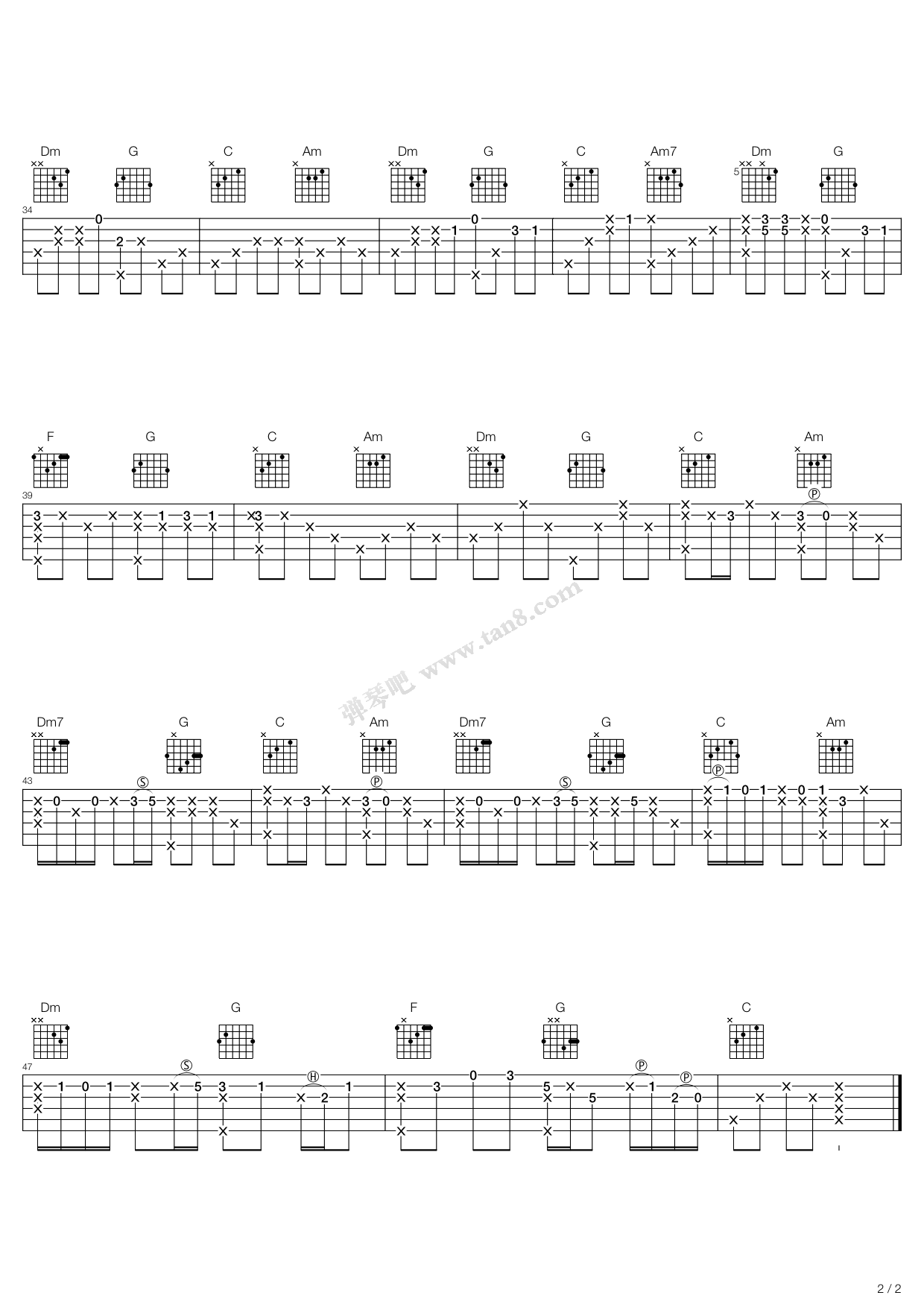 《命中注定》吉他谱-C大调音乐网