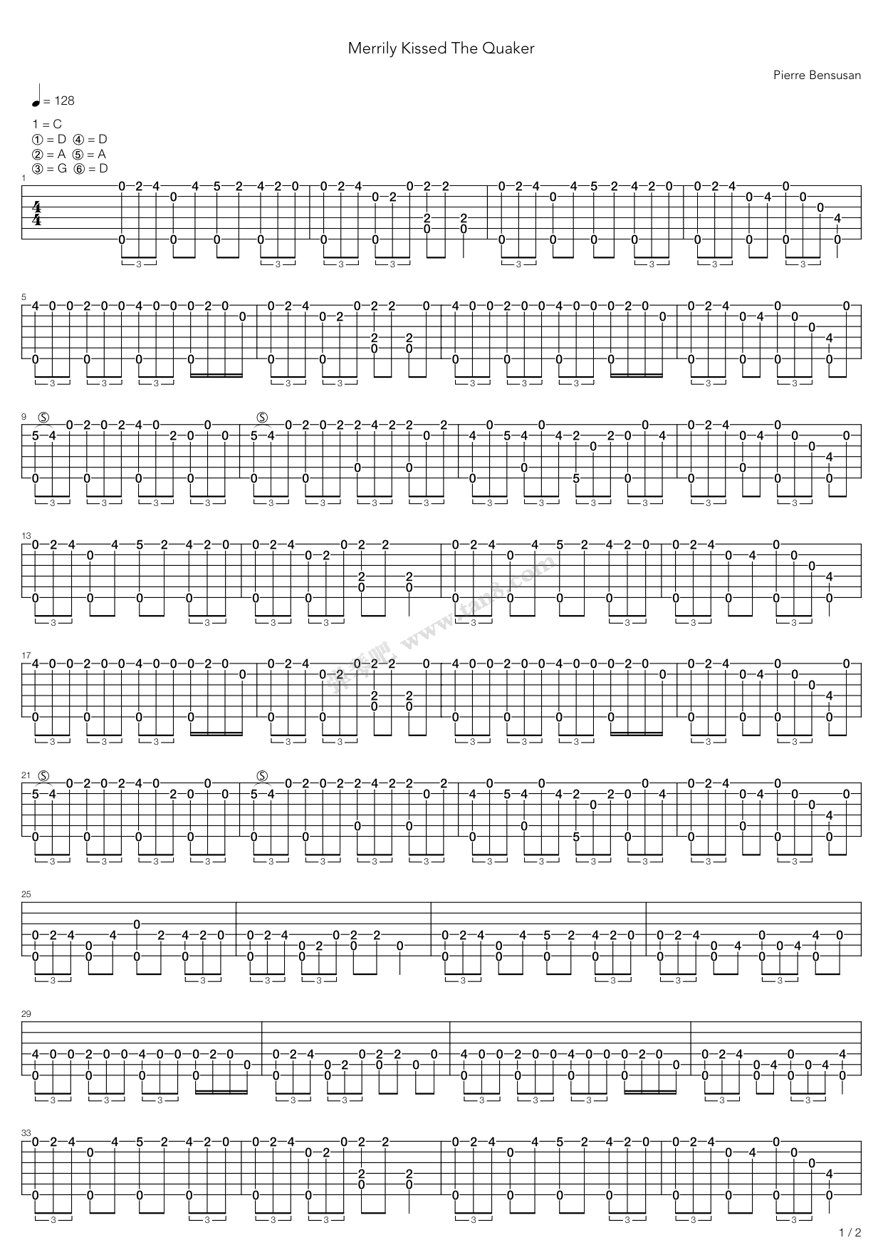 《Merrily Kissed The Quaker》吉他谱-C大调音乐网