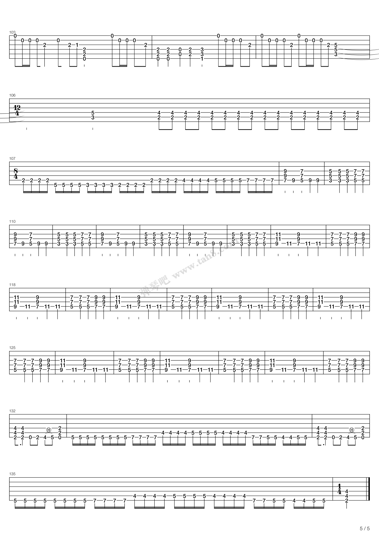 《Somewhere Out In Space》吉他谱-C大调音乐网