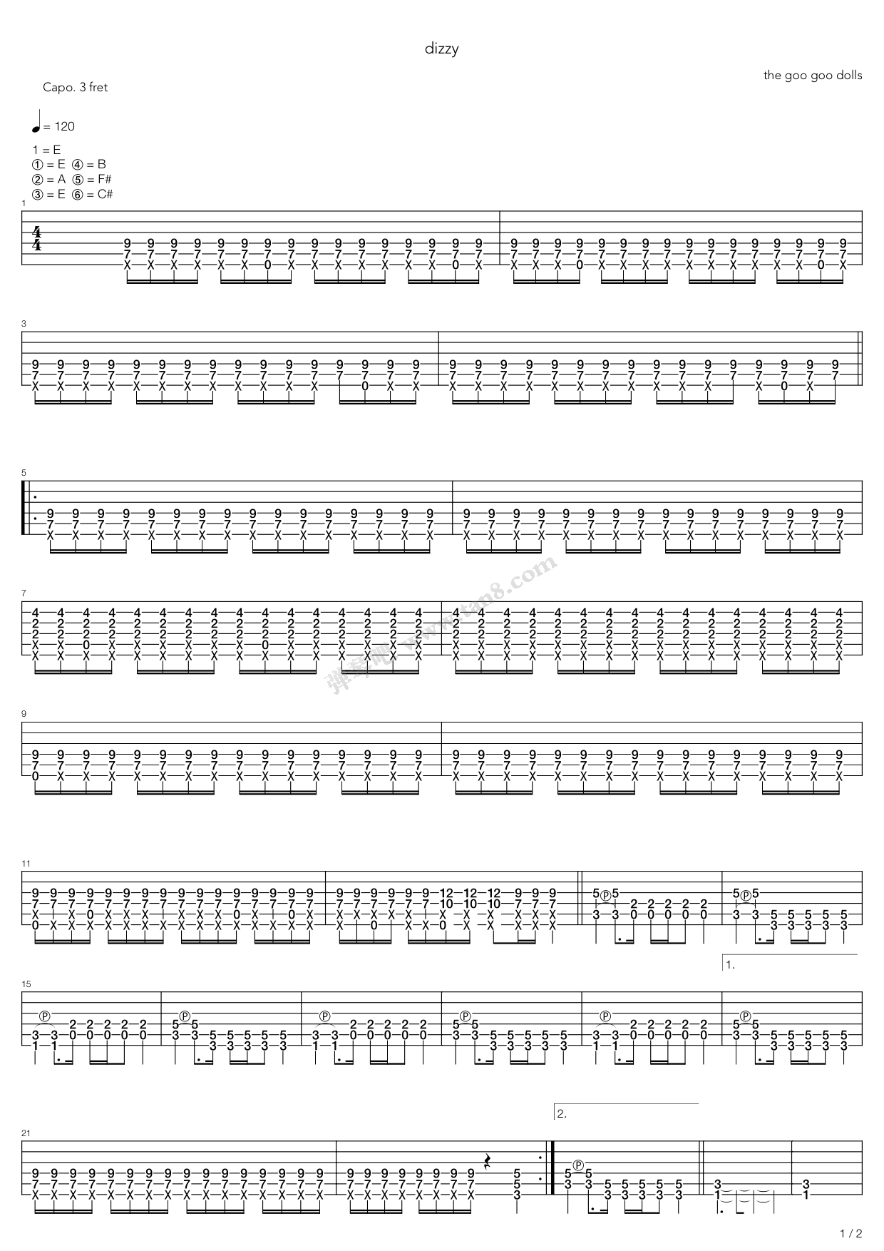 《Dizzy》吉他谱-C大调音乐网
