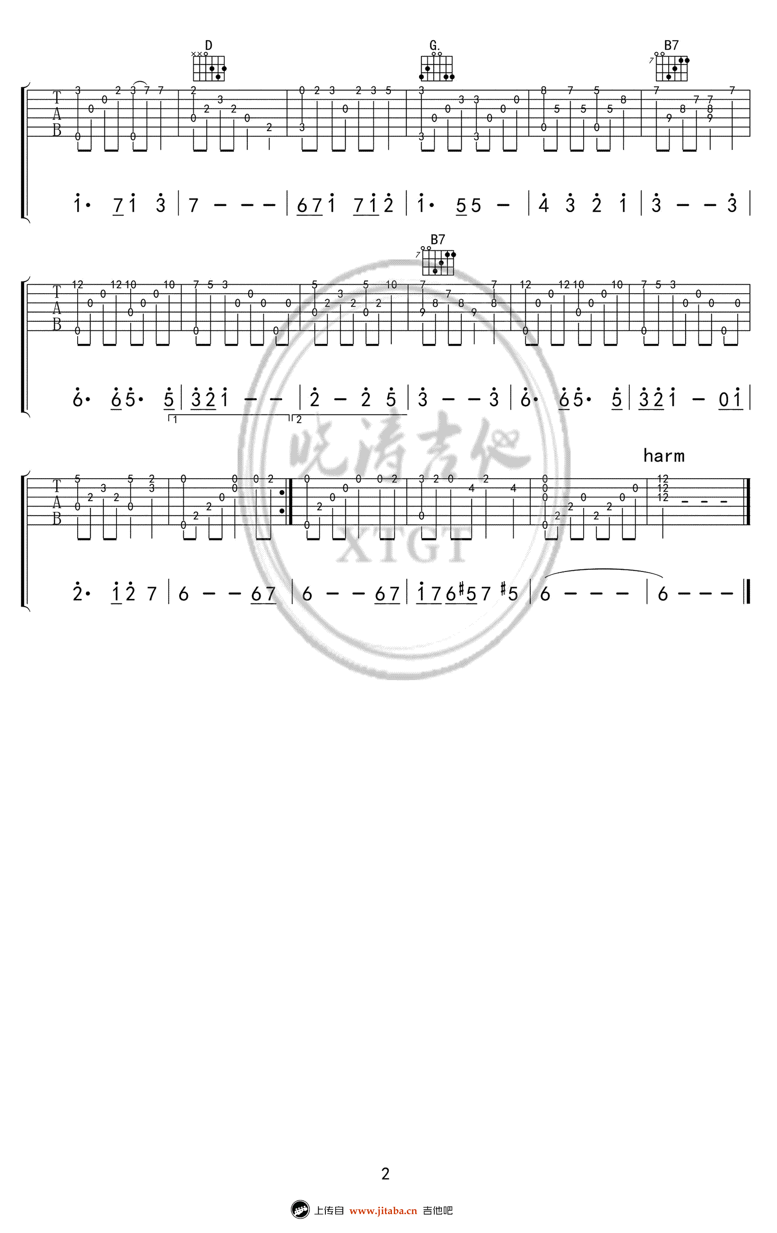 天空之城指弹谱_久石让_简化横按版本_指弹教学视频-C大调音乐网