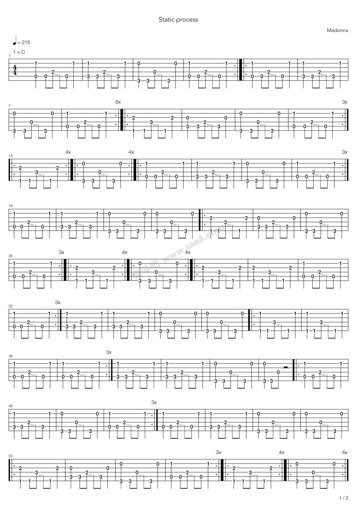 《Static Process》吉他谱-C大调音乐网