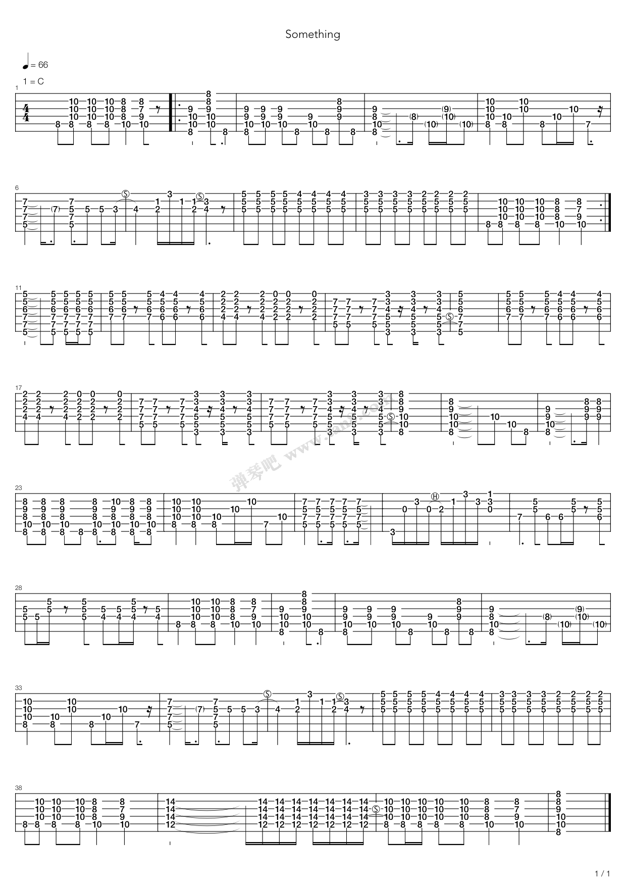 《Something》吉他谱-C大调音乐网