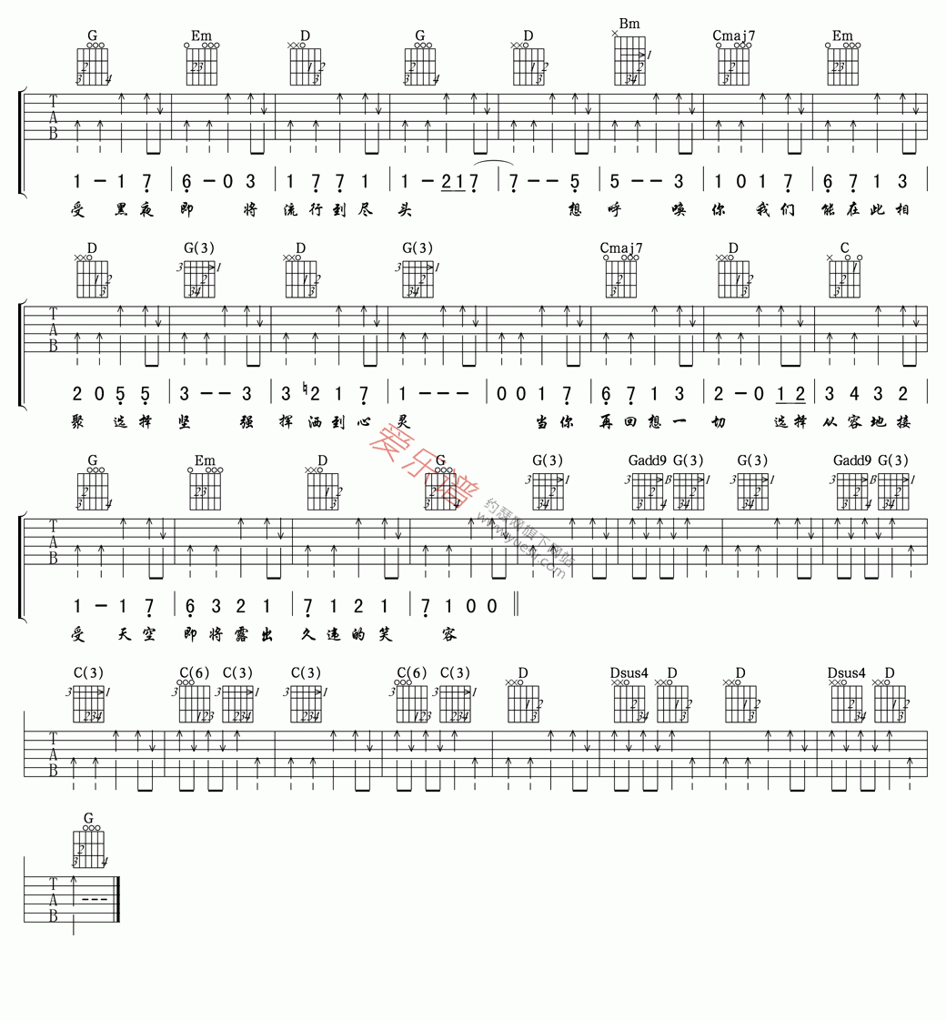 《刘俊麟《天空的笑容》》吉他谱-C大调音乐网