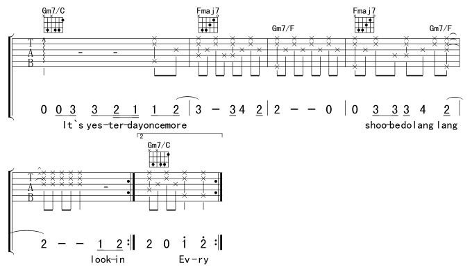 《YesterdayOnceMore昨日重现》吉他谱-C大调音乐网