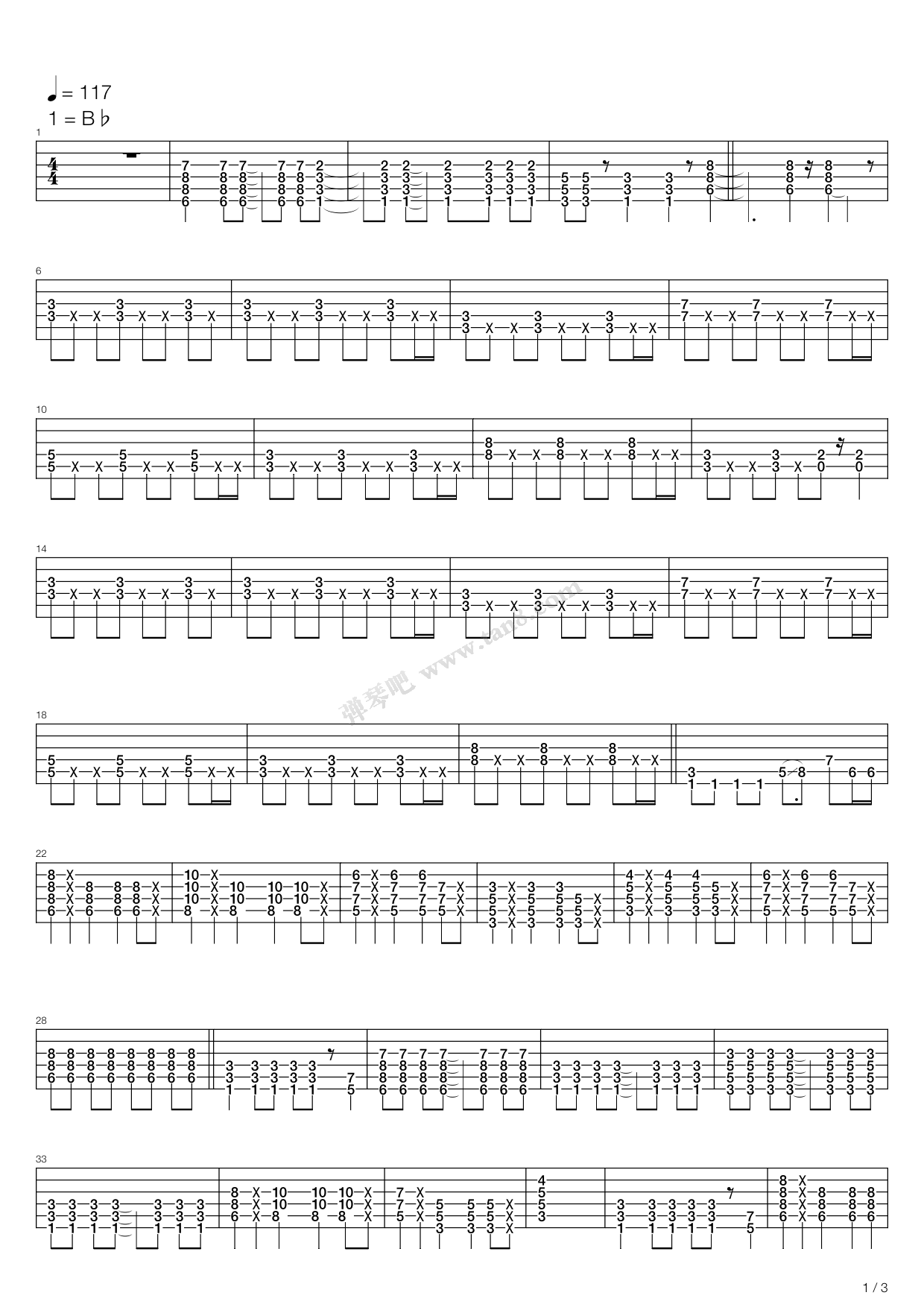 《轻音少女(K-ON) - 天使にふれたよ(相遇天使) ...》吉他谱-C大调音乐网