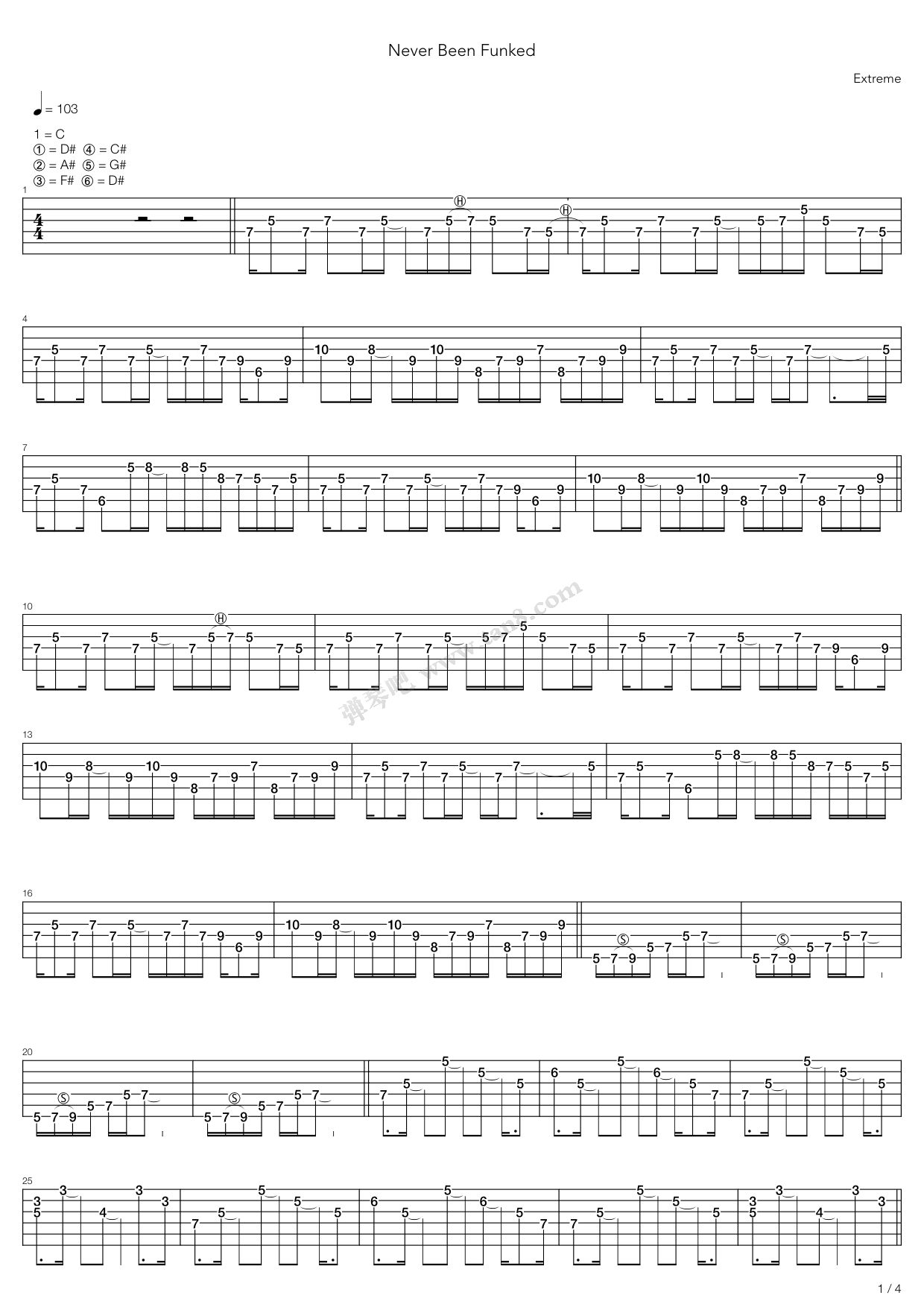 《Never Been Funked》吉他谱-C大调音乐网