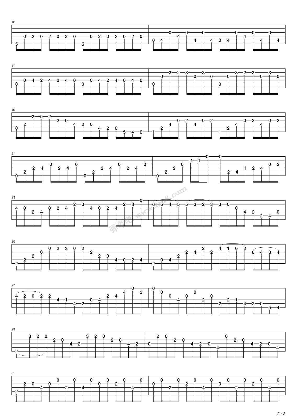 《Bwv 1007 Cello Suite Prelude》吉他谱-C大调音乐网