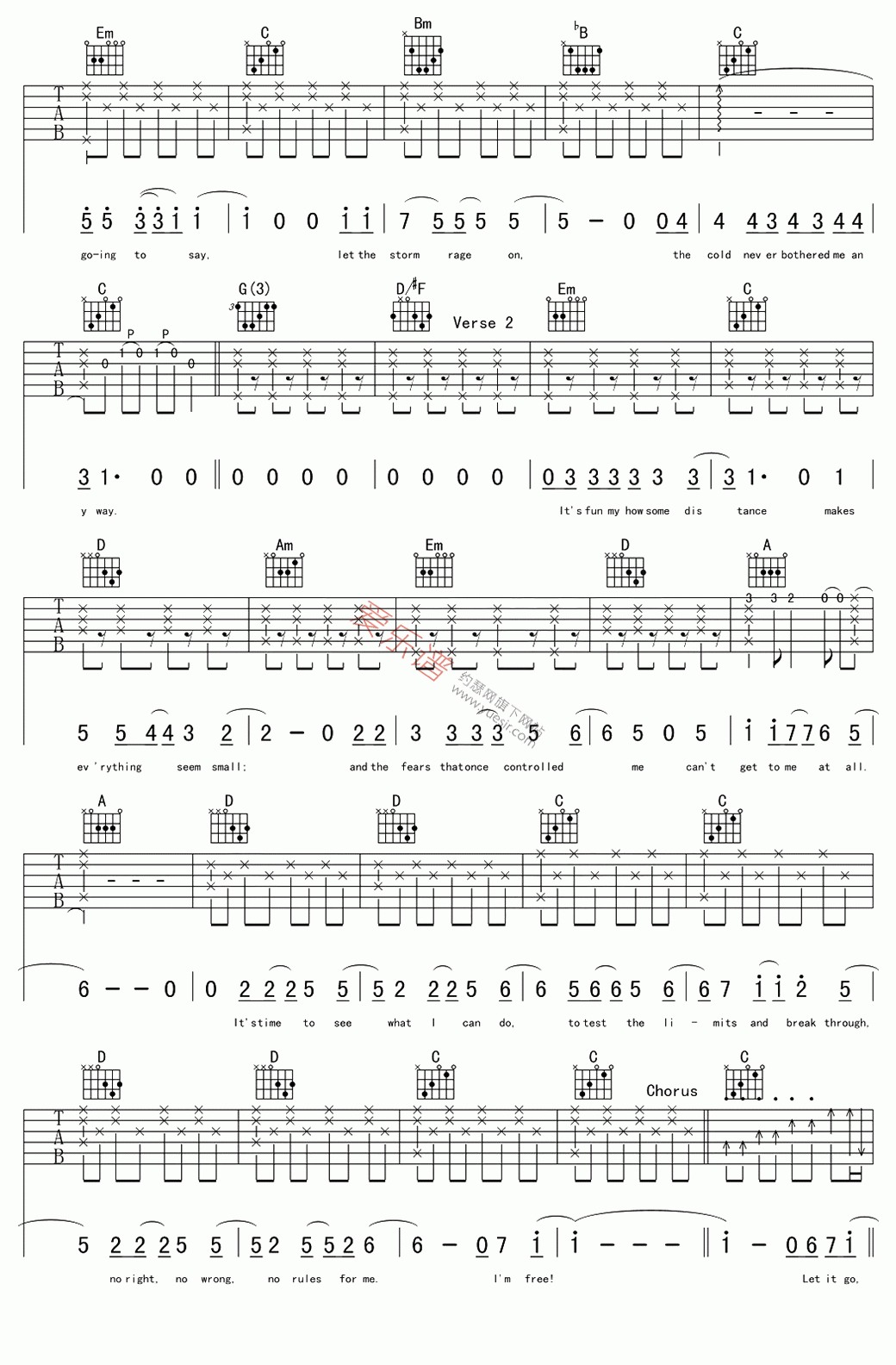 《Idina Menzel《Let it go》》吉他谱-C大调音乐网