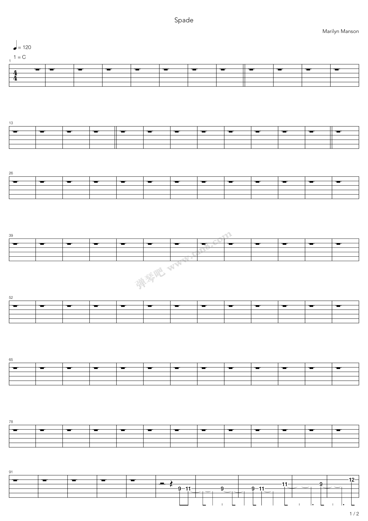 《Spade》吉他谱-C大调音乐网