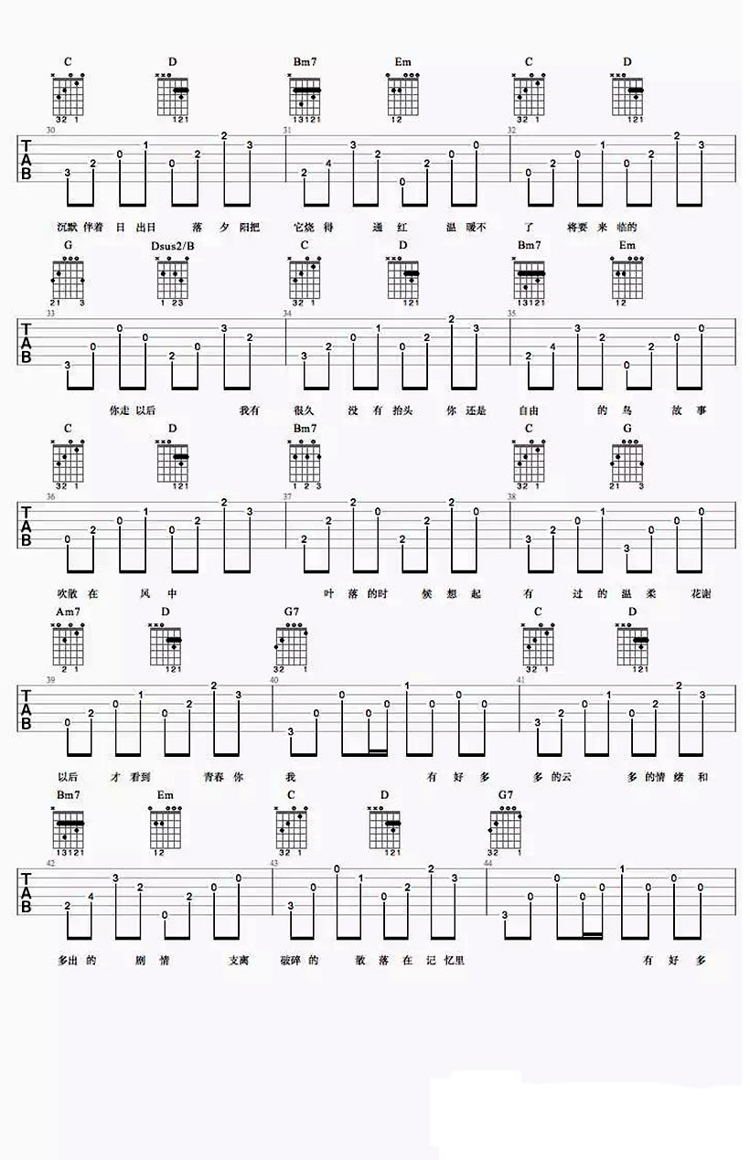 《好多多的云吉他谱_崔跃文_好多多的云六线谱(图片谱)》吉他谱-C大调音乐网