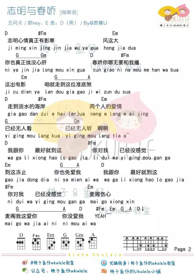 Ukulele弹唱教学 | <春娇救志明（志明与春娇）>/五月天-C大调音乐网