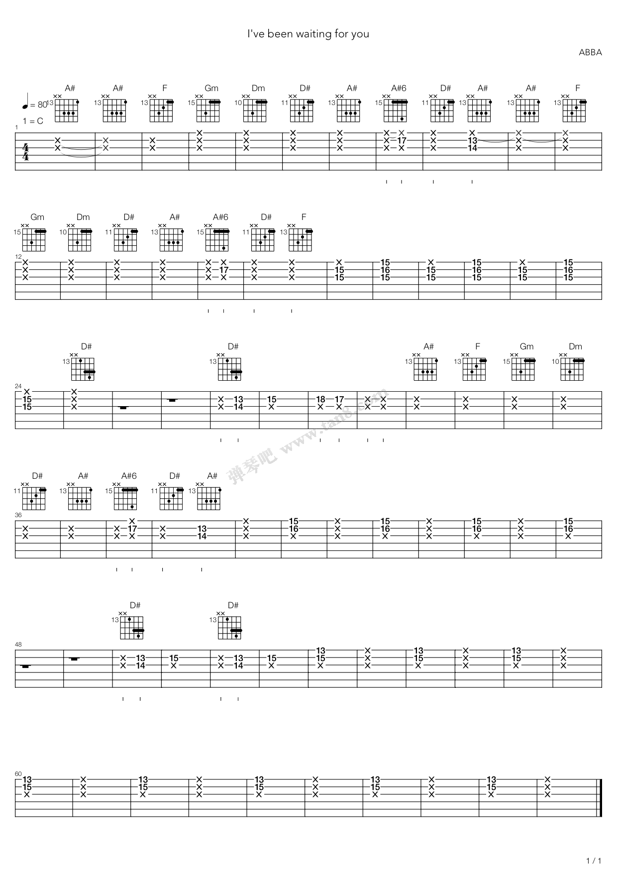 《Ive Been Waiting For You》吉他谱-C大调音乐网