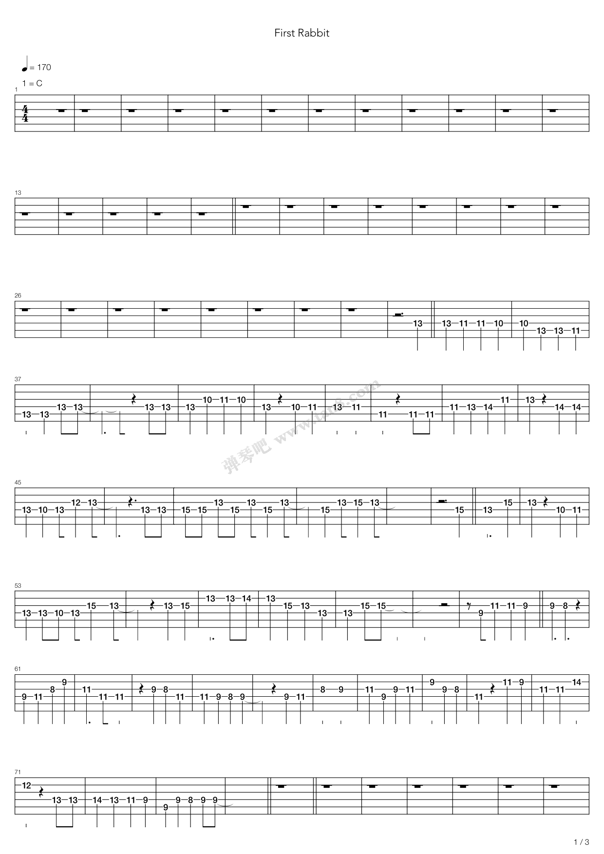 《First Rabbit》吉他谱-C大调音乐网