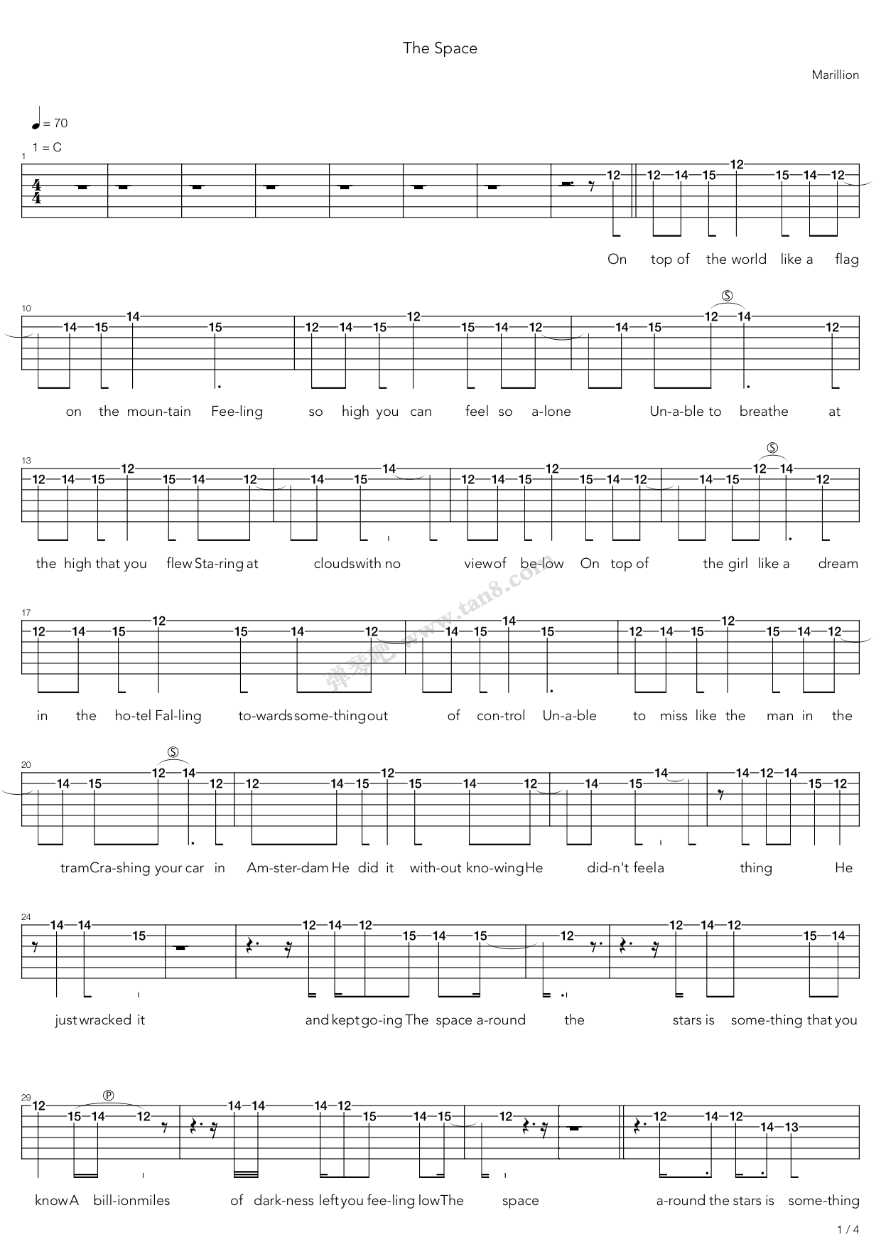 《The Space》吉他谱-C大调音乐网