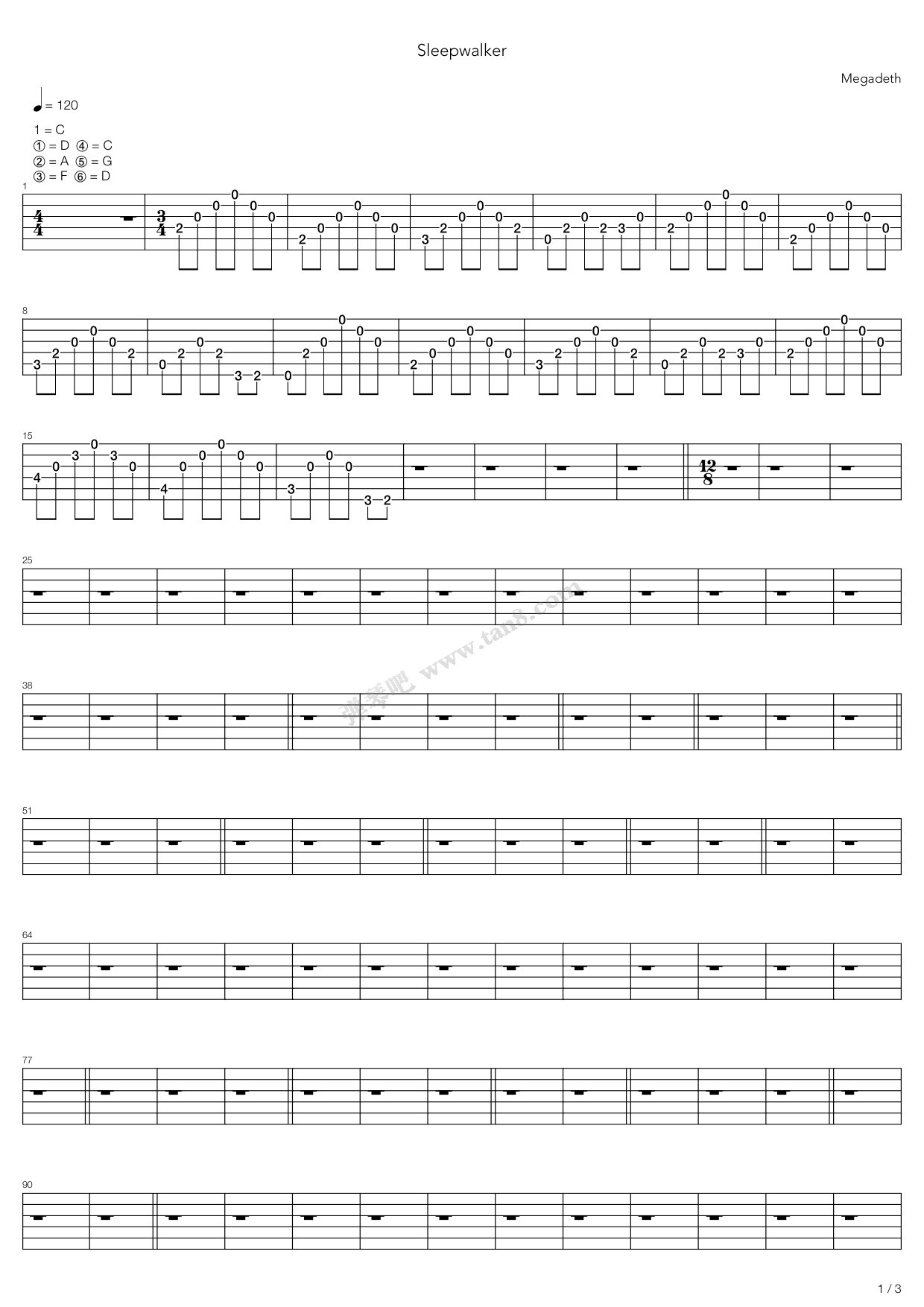 《Sleepwalker》吉他谱-C大调音乐网