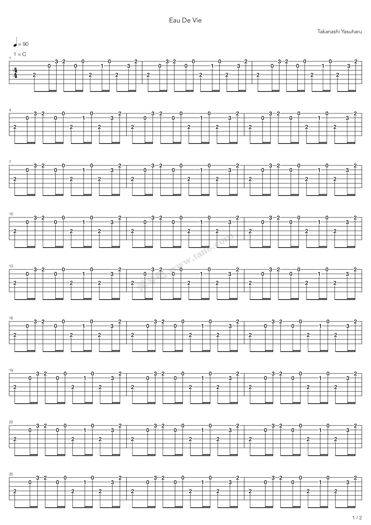 《Eau De Vie》吉他谱-C大调音乐网