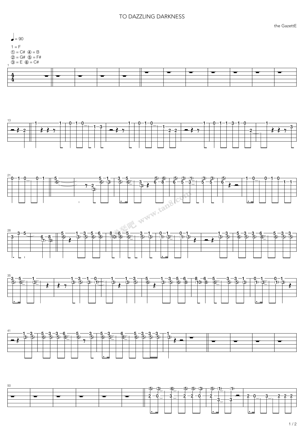 《To Dazzling Darkness》吉他谱-C大调音乐网