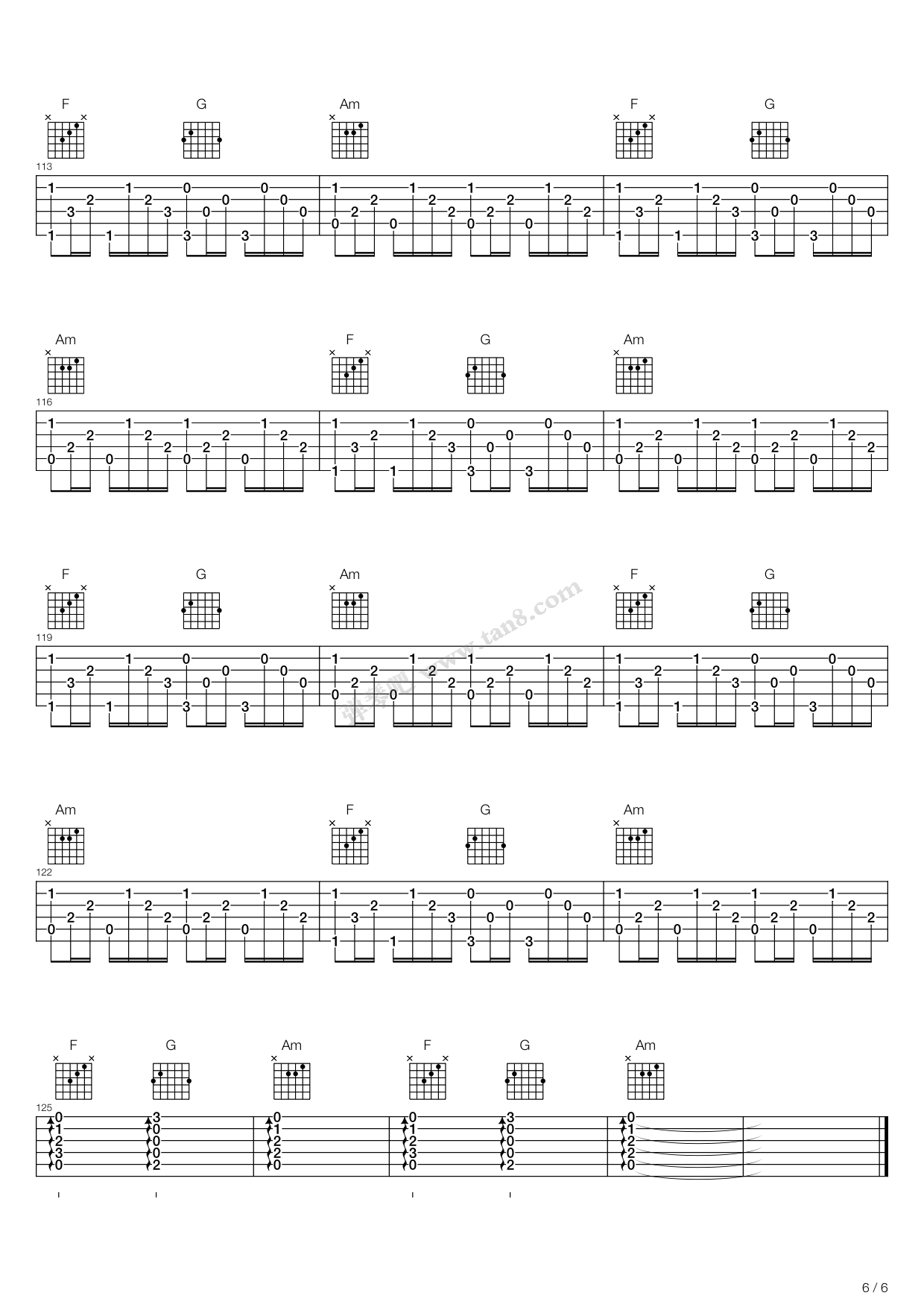 《白鸽》吉他谱-C大调音乐网