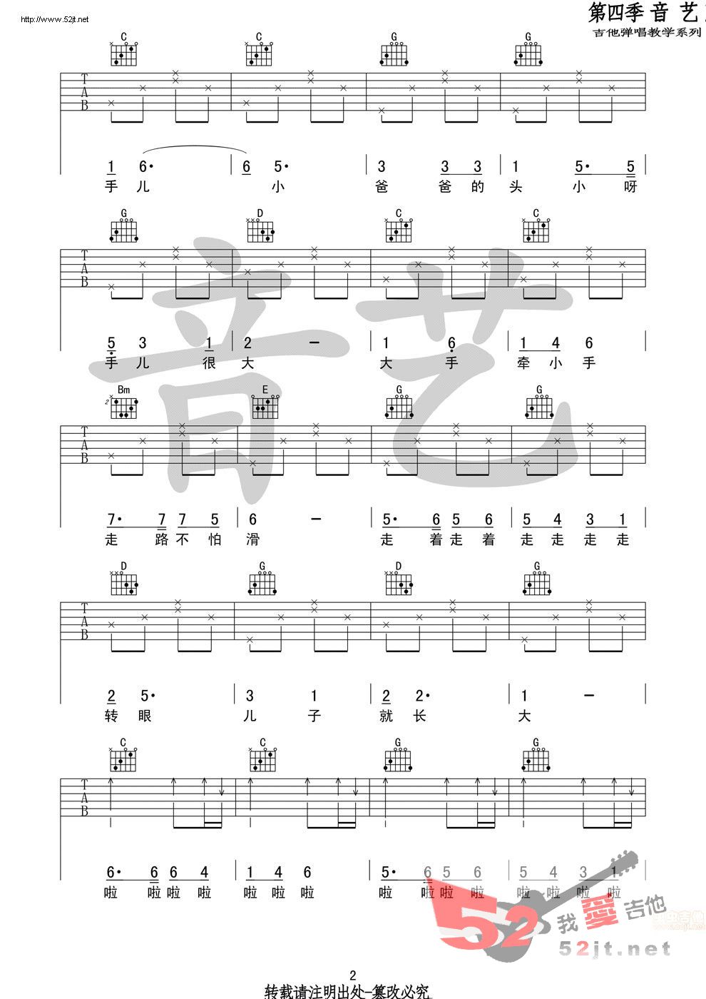 《大头儿子和小头爸爸 快乐父子俩》吉他谱-C大调音乐网