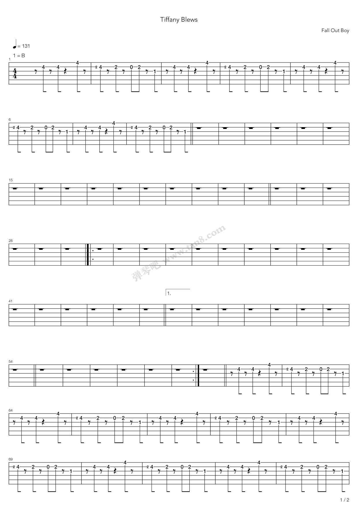 《Tiffany Blews》吉他谱-C大调音乐网