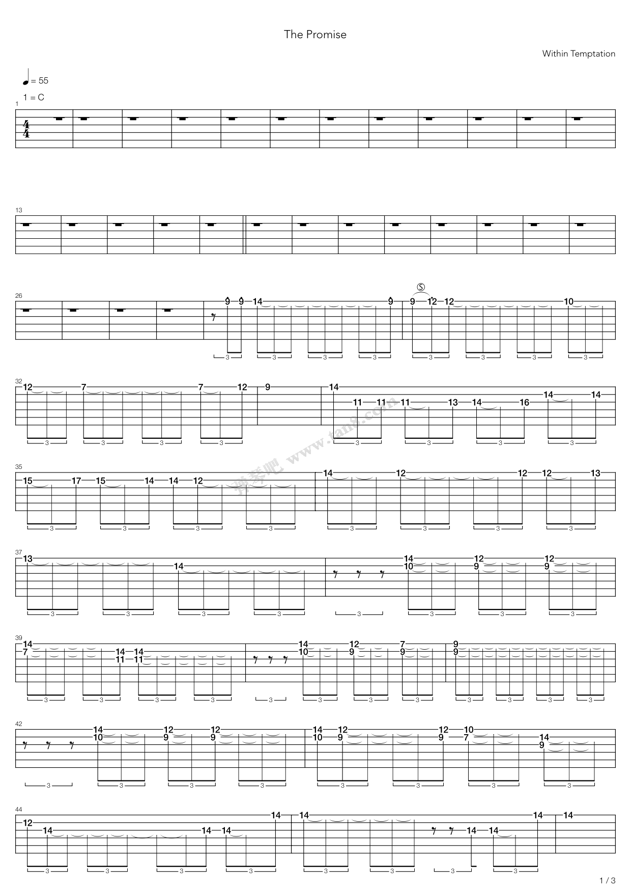 《The Promise》吉他谱-C大调音乐网