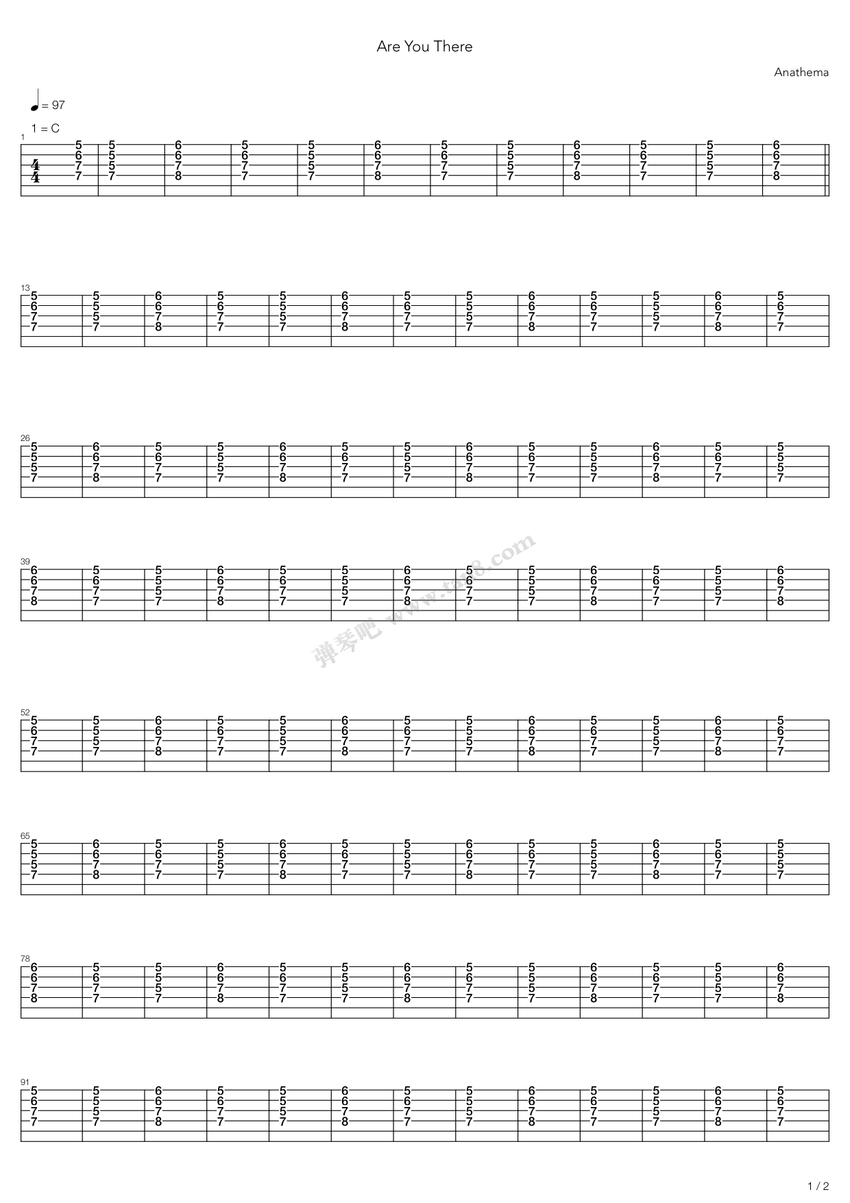 《Are You There》吉他谱-C大调音乐网