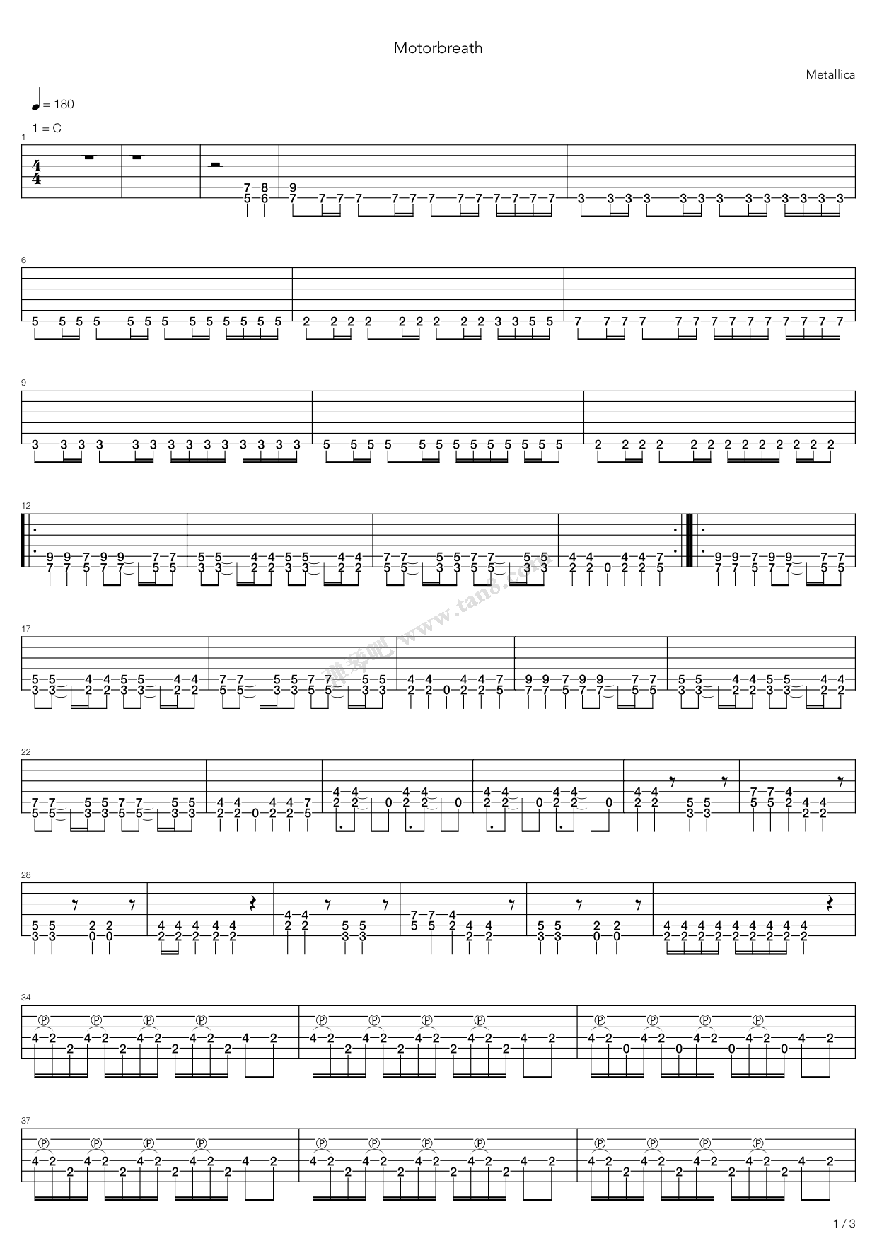 《Motorbreath》吉他谱-C大调音乐网
