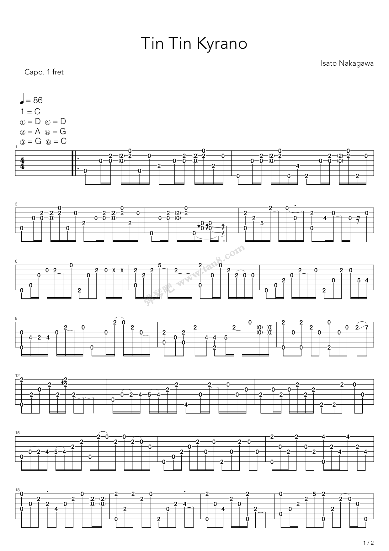 《Tin Tin Kyrano》吉他谱-C大调音乐网
