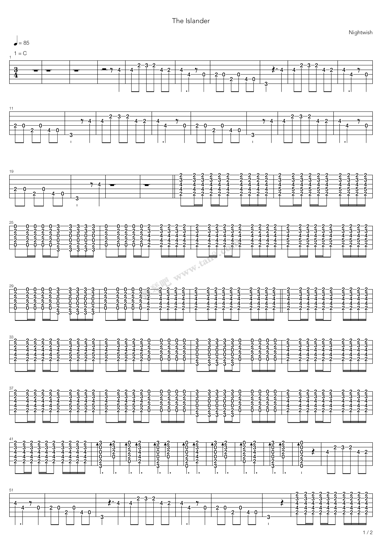 《The Islander》吉他谱-C大调音乐网