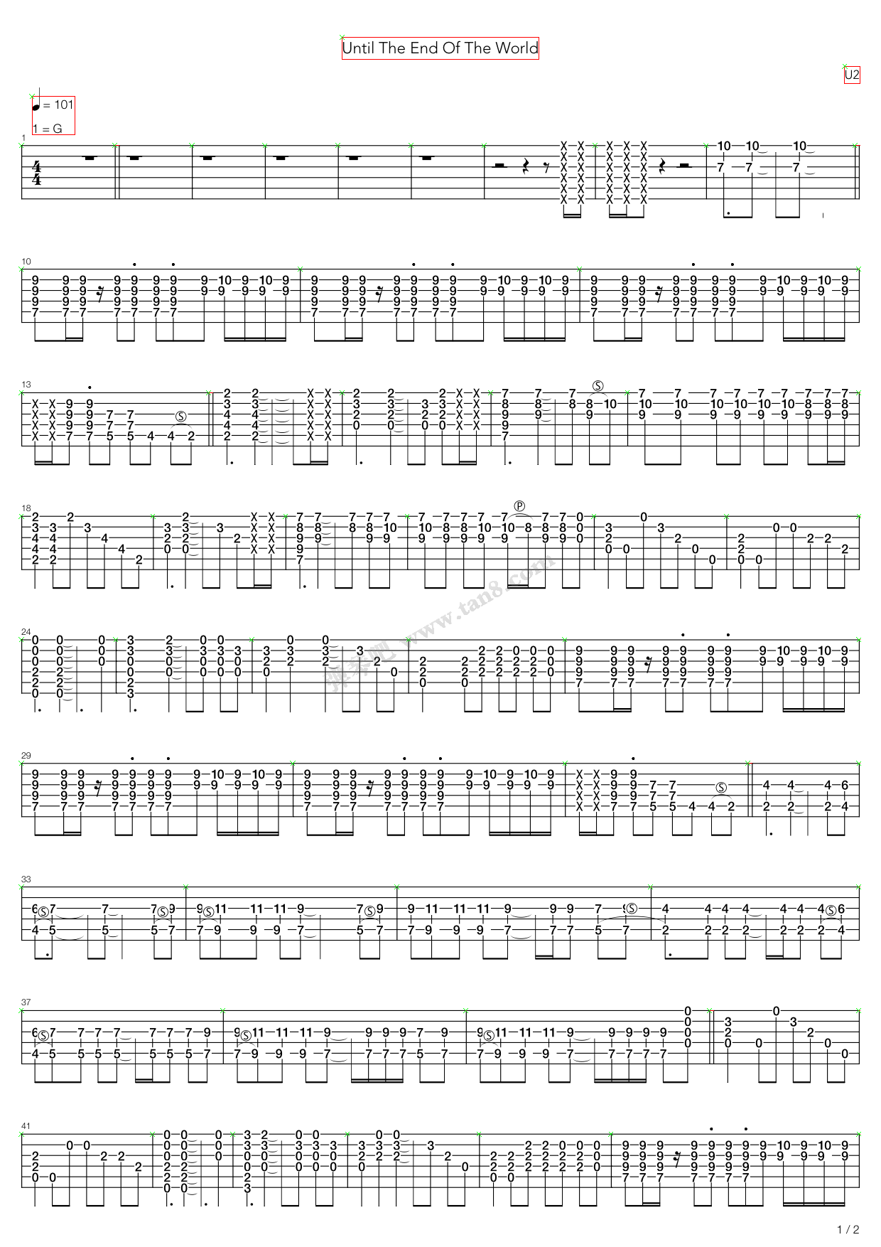 《Until The End Of The World》吉他谱-C大调音乐网