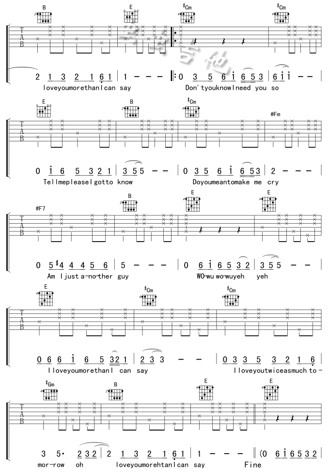 《LOVE YOU MORE THAN I CAN SAY》吉他谱-C大调音乐网