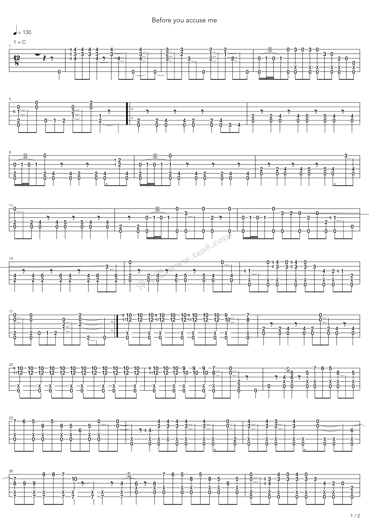 《Clapton, Eric - Before You Accuse Me》吉他谱-C大调音乐网