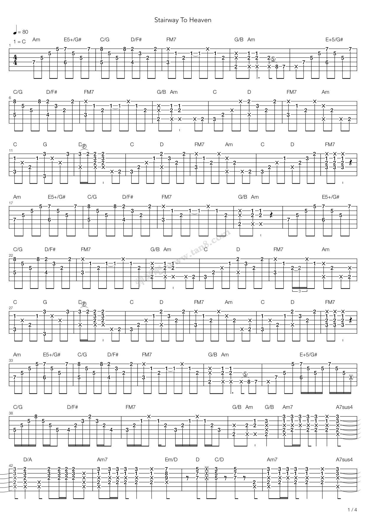 《Stairway To Heaven》吉他谱-C大调音乐网