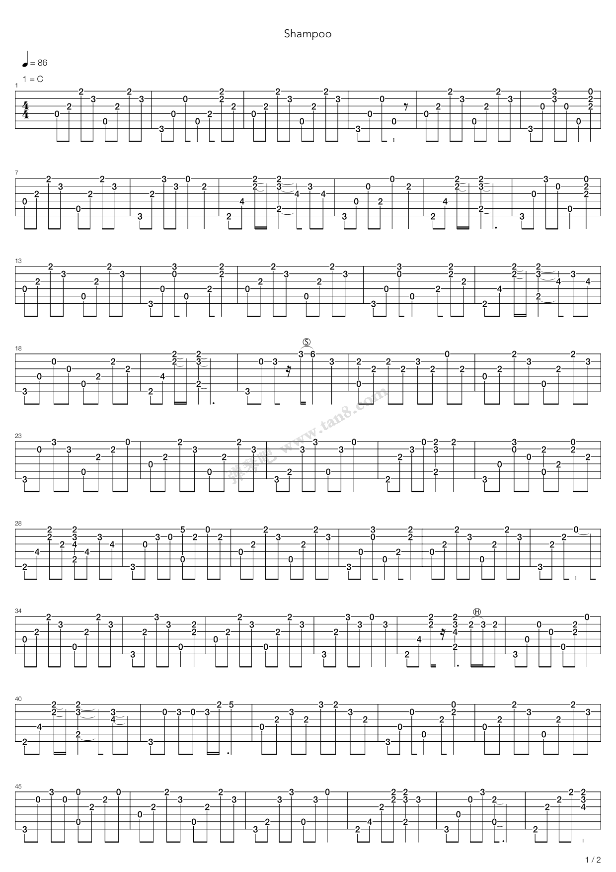 《Shampoo》吉他谱-C大调音乐网