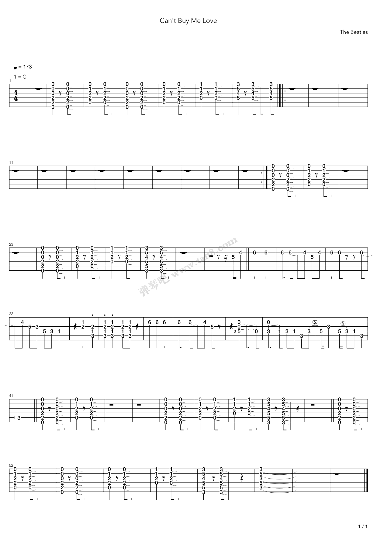 《Cant Buy Me Love》吉他谱-C大调音乐网