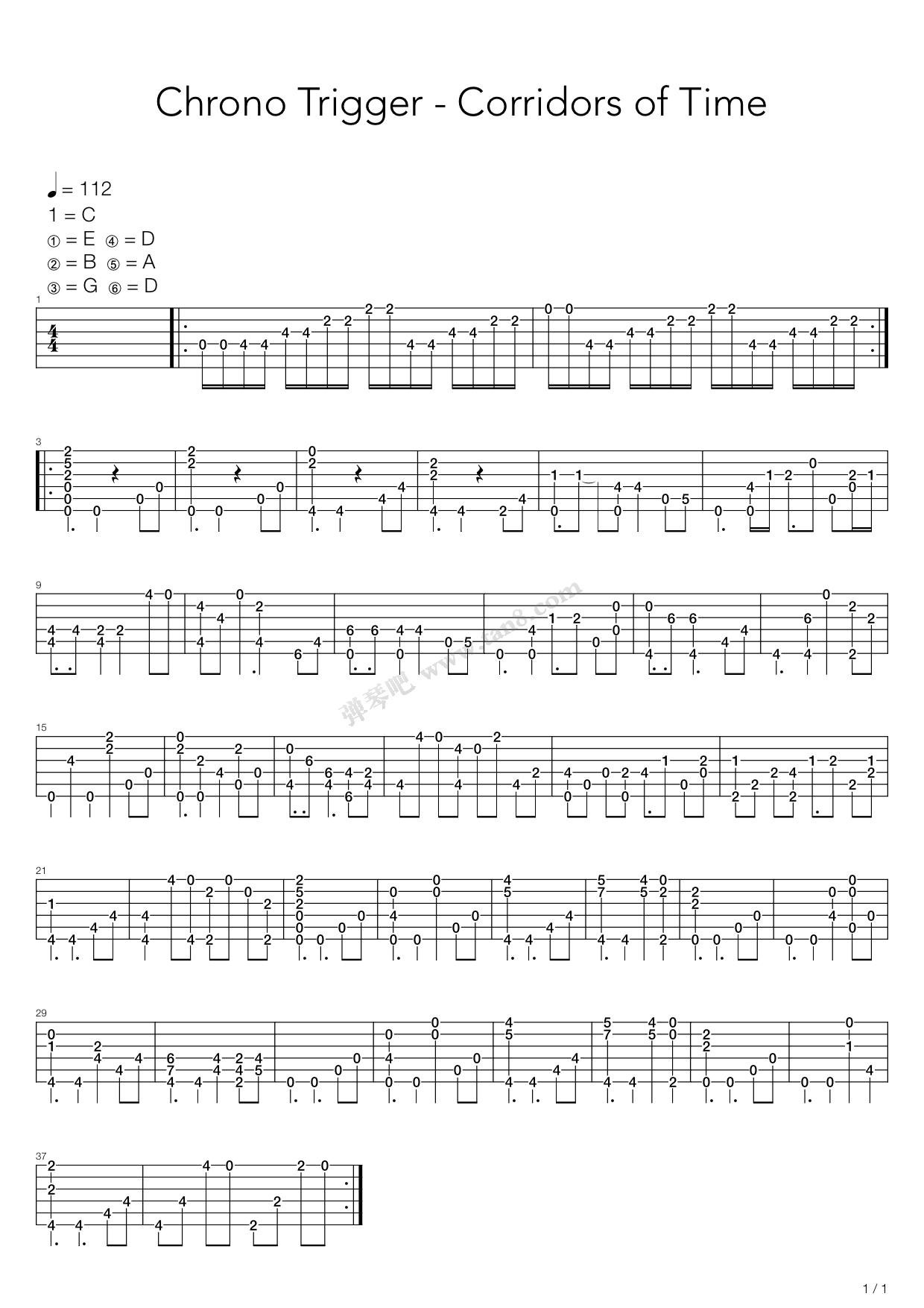 《Chrono Trigger(时空之轮) - 時の回廊(Corridors of Tim ...》吉他谱-C大调音乐网