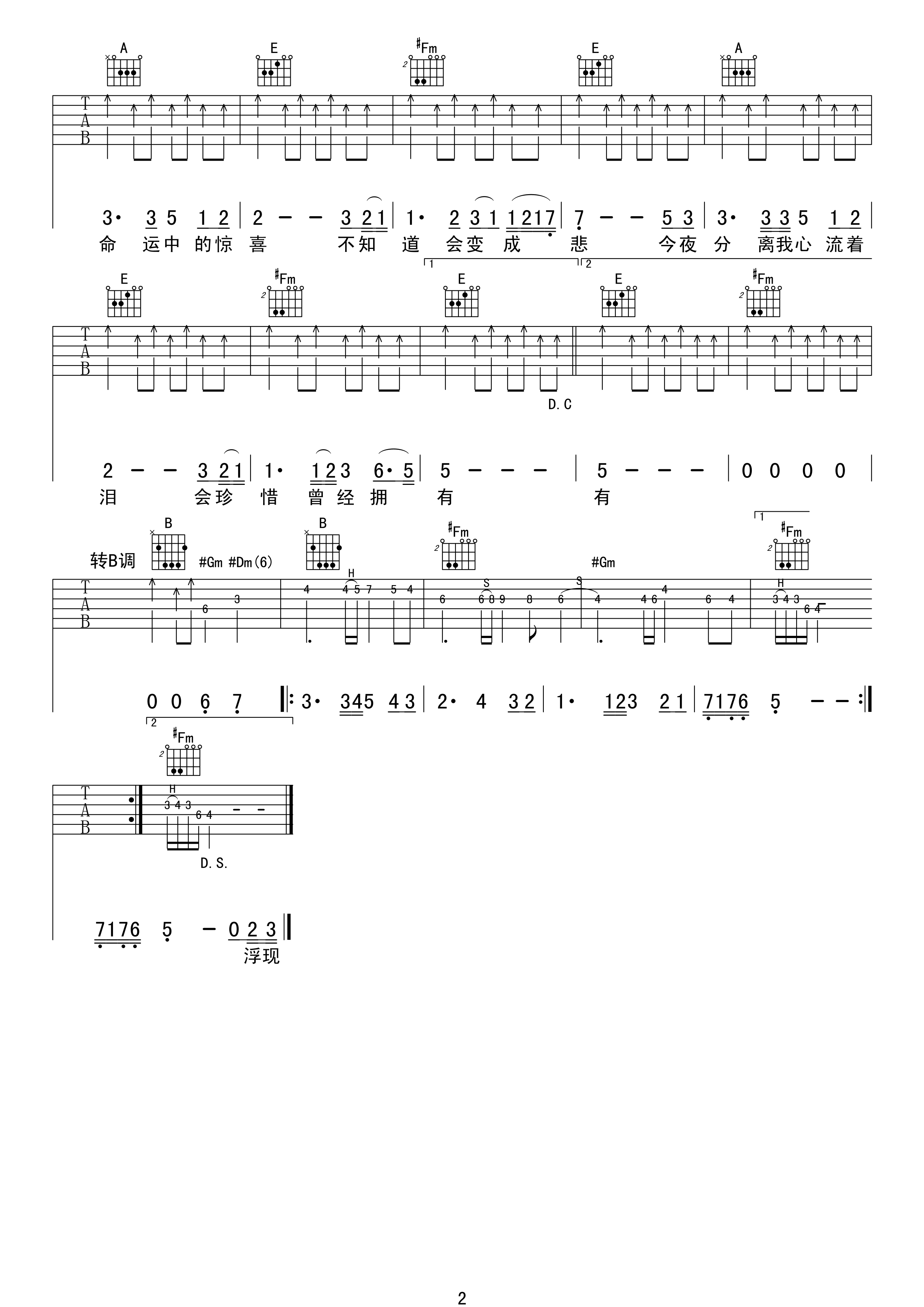 beyond 曾经拥有吉他谱-C大调音乐网