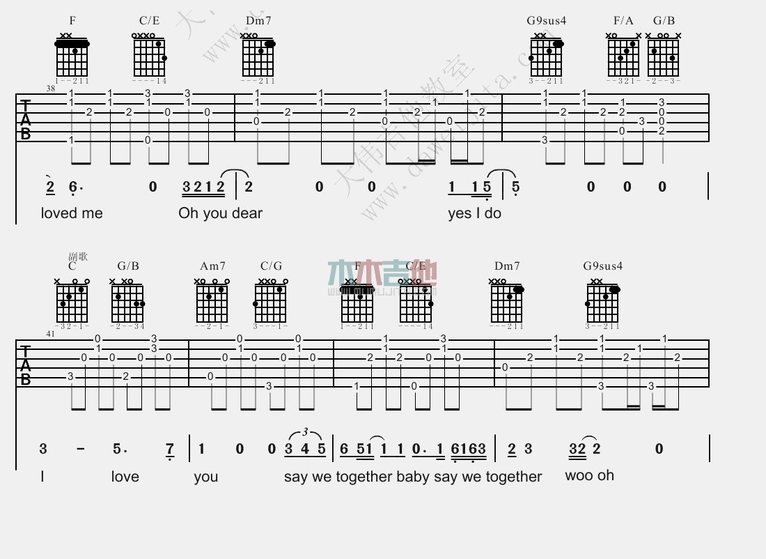 《I Love You》吉他谱-C大调音乐网