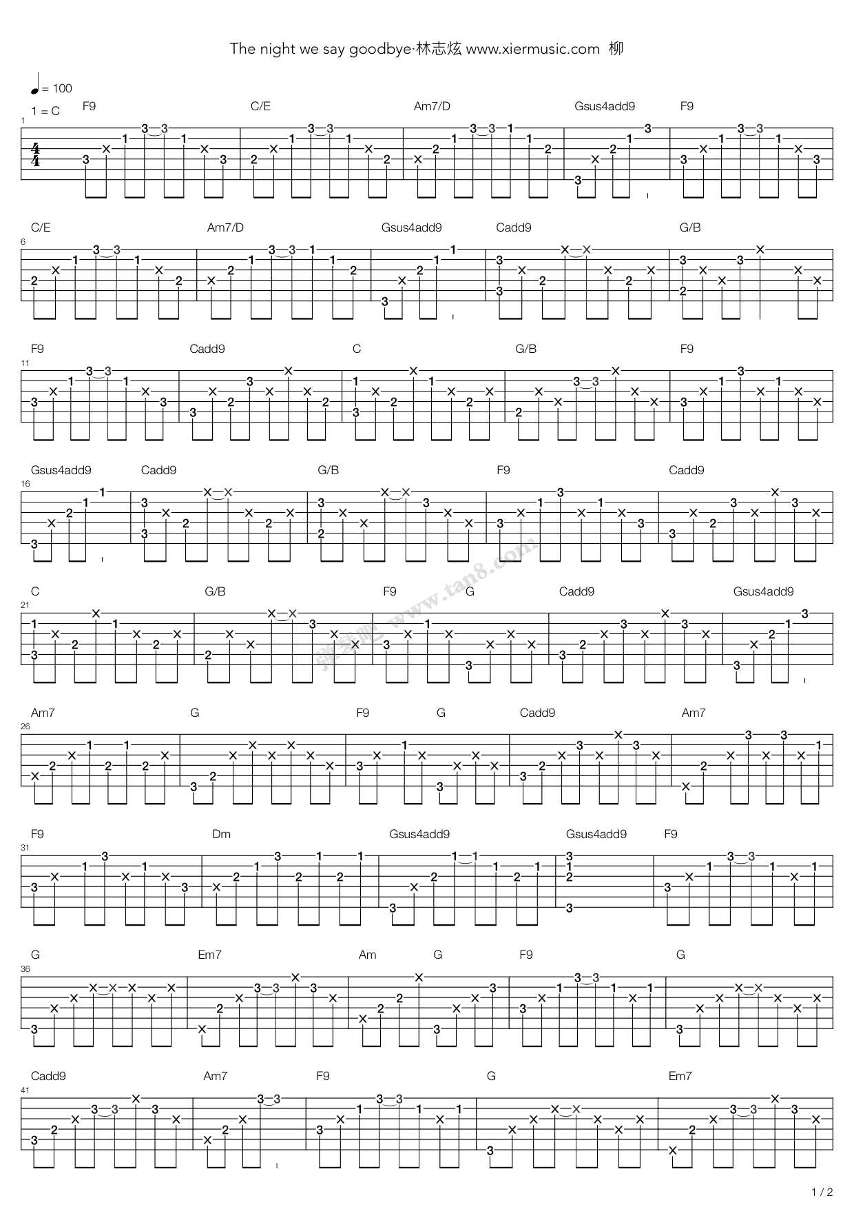 《林志炫[The_Night_We_Say_Goodbye]》吉他谱-C大调音乐网