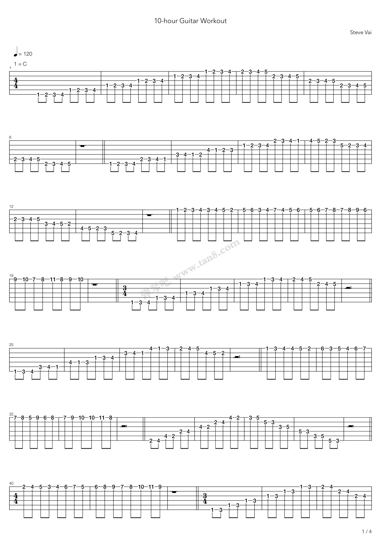 《10-hour Guitar Workout》吉他谱-C大调音乐网