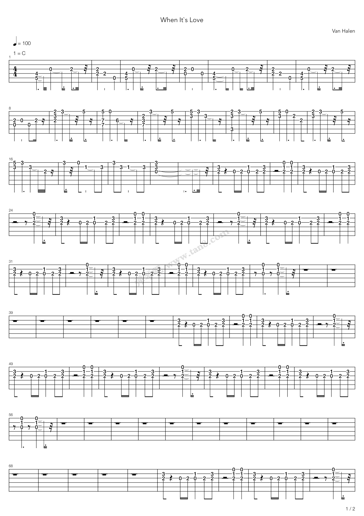 《When Its Love》吉他谱-C大调音乐网