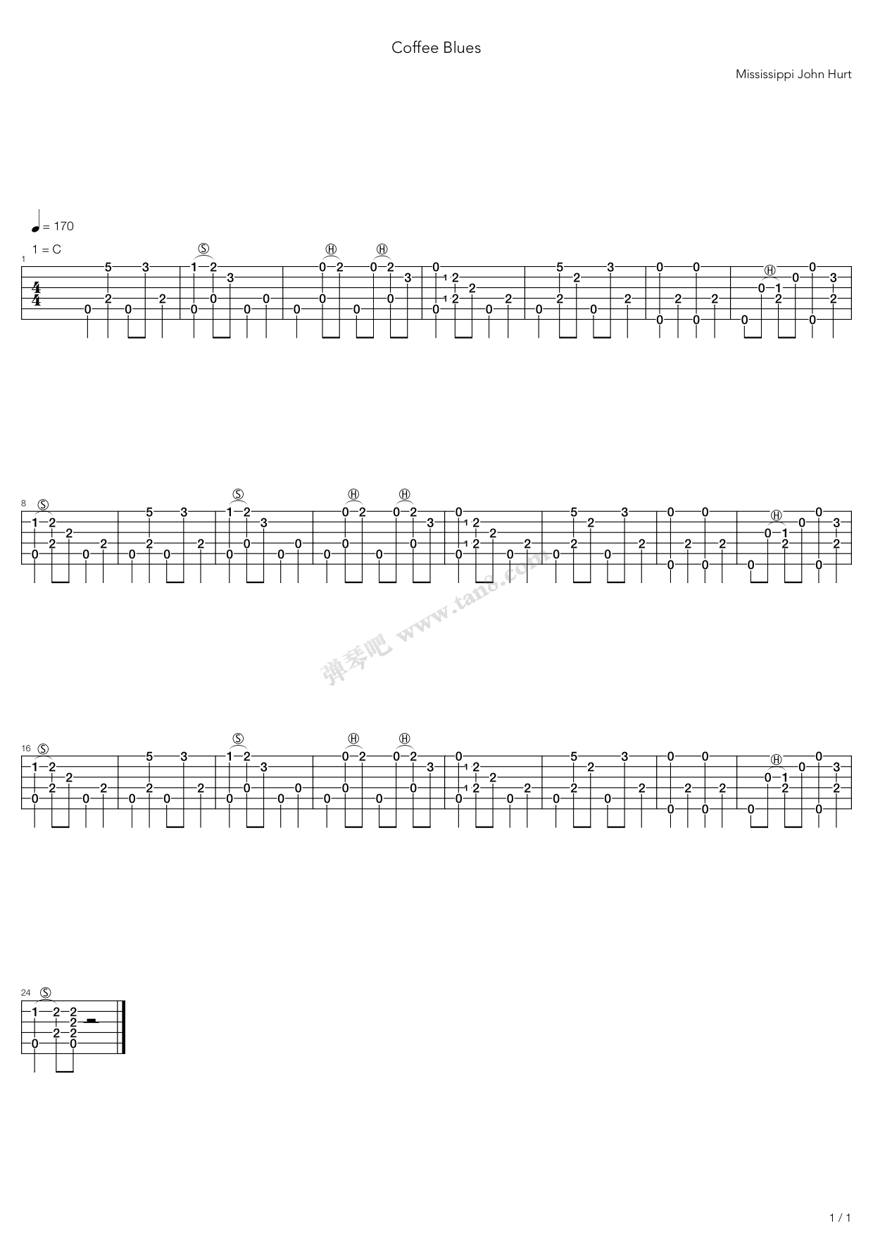 《Coffee Blues》吉他谱-C大调音乐网