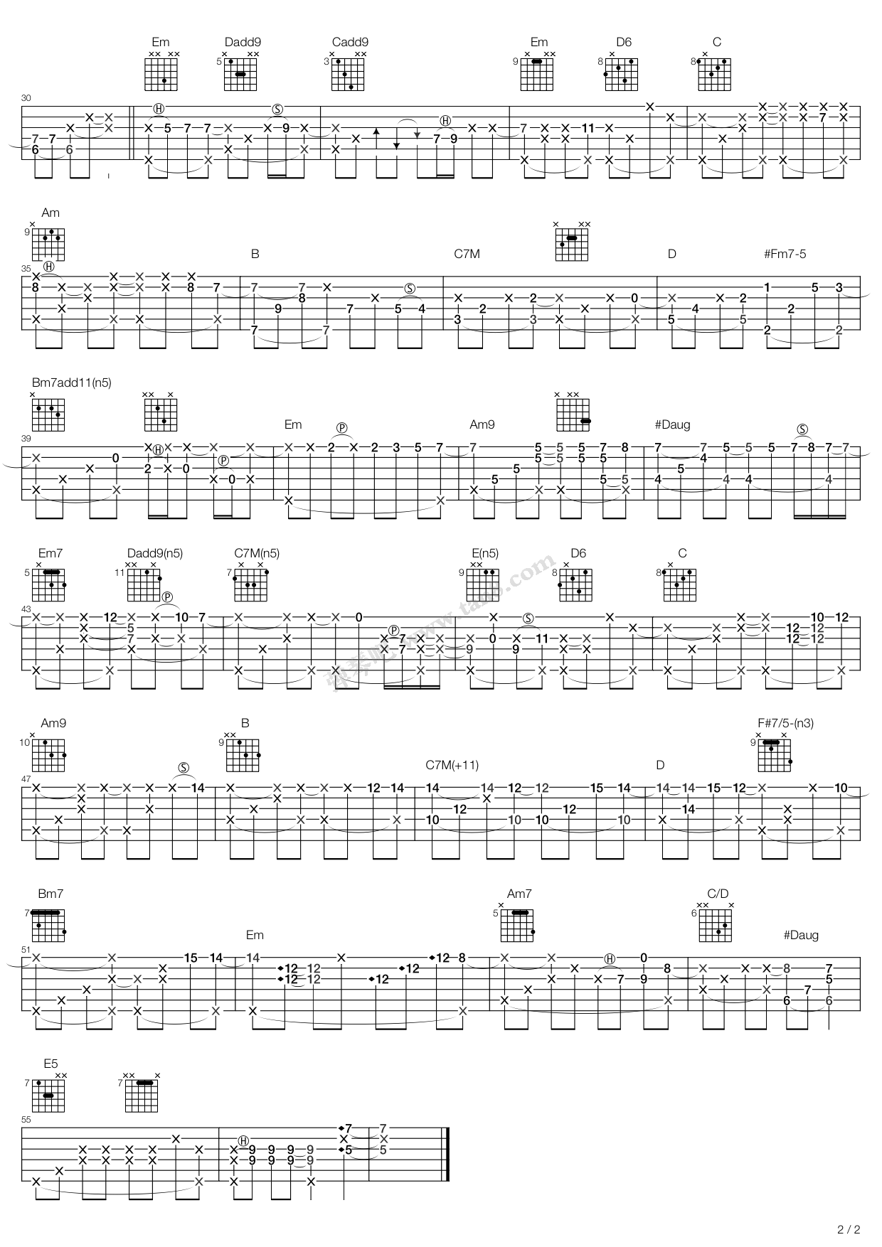 《Two Bridges》吉他谱-C大调音乐网