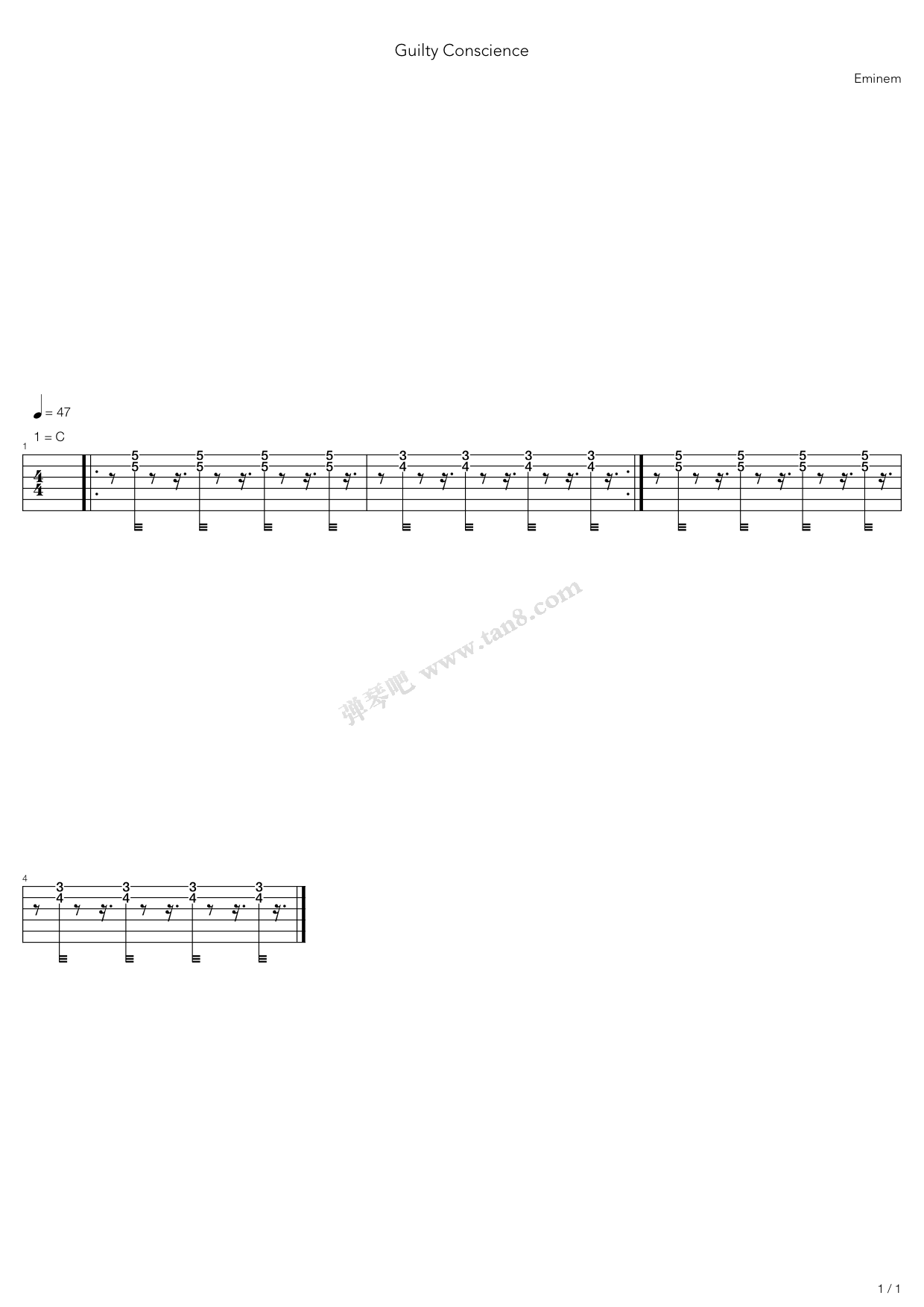 《Guilty Conscience》吉他谱-C大调音乐网