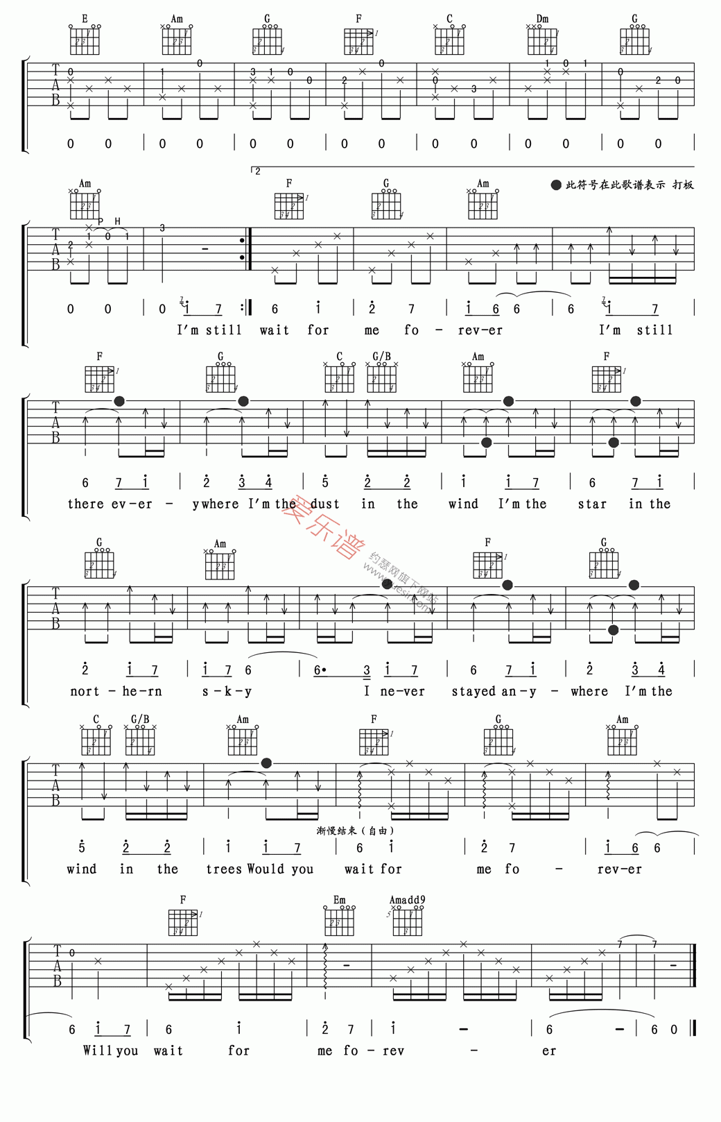 《Stratovarius(灵云乐队)《Forever》》吉他谱-C大调音乐网